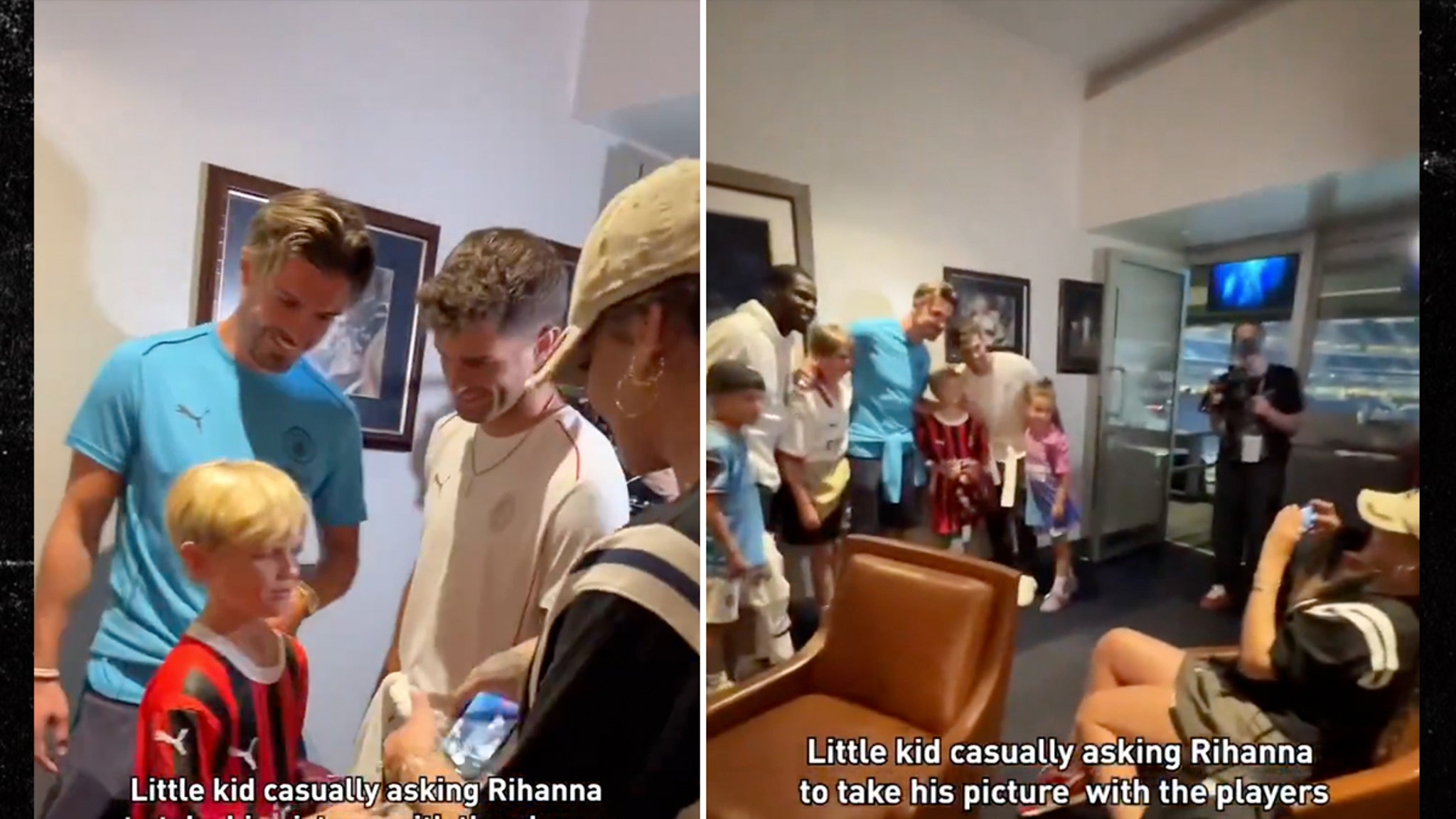 Rihanna was rejected by a young football fan and asked her to take a photo of him and Pulisic