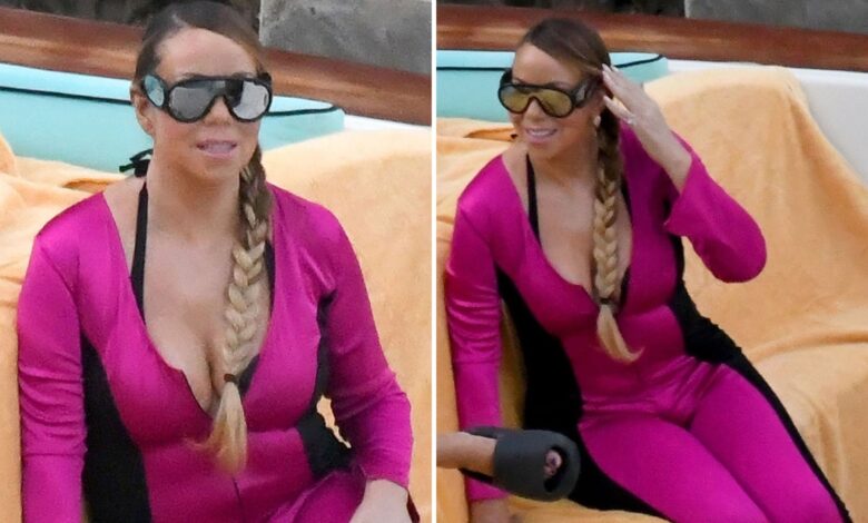 Mariah Carey Rocks pink swimsuit, hanging with kids on the Amalfi Coast