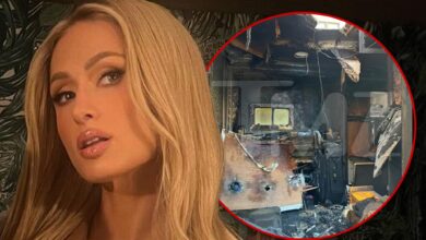 Paris Hilton's trailer catches fire on the set of a new music video