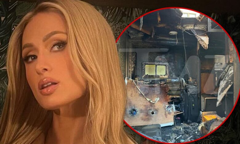 Paris Hilton's trailer catches fire on the set of a new music video