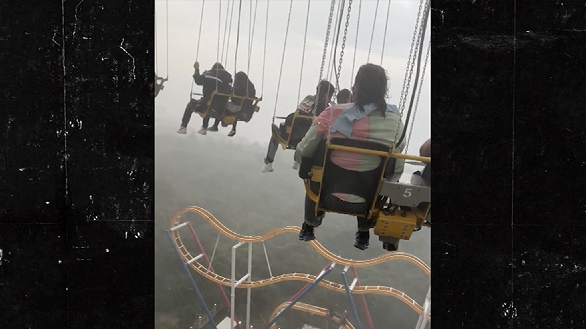 Terrifying video shows Six Flags Mexico park visitors dangling high during a rainstorm