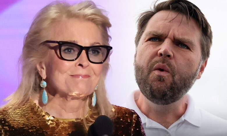 Candice Bergen calls out JD Vance during the Emmy performance