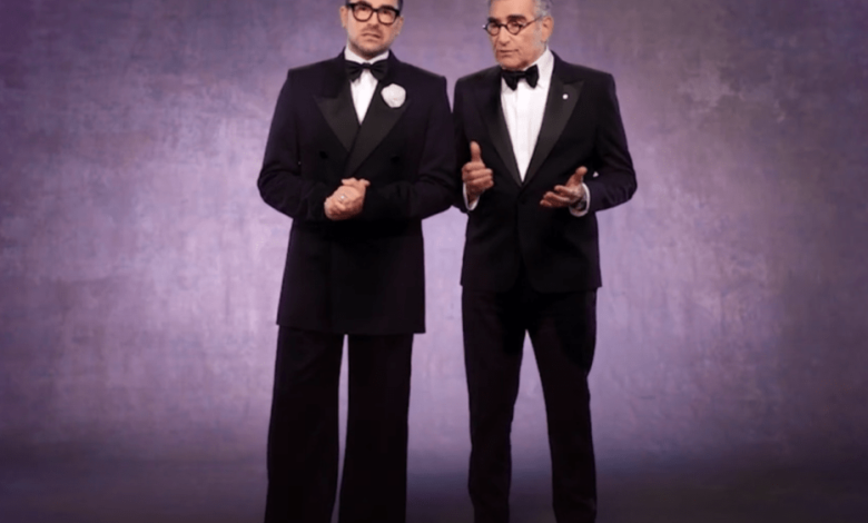 Dan Levy and dad Eugene joke around in the first Emmys promo of 2024