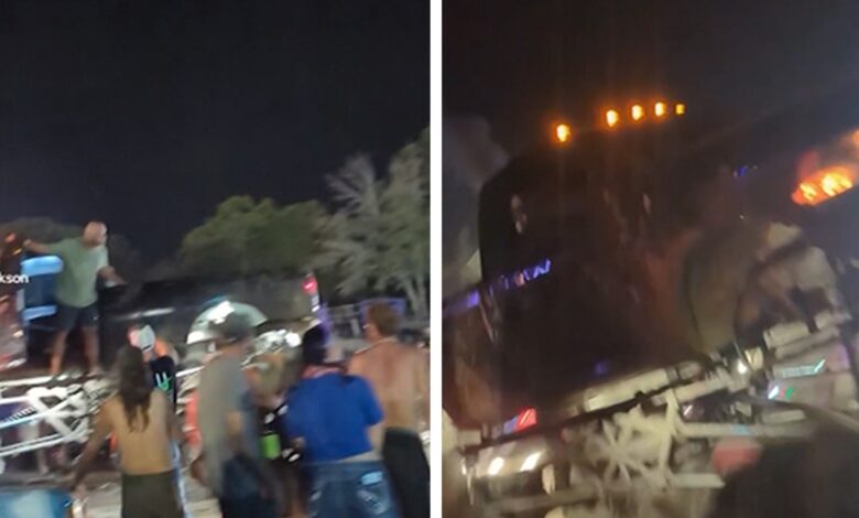 Monster Truck drives through crowd and runs over multiple cars on video