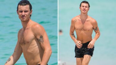 Shawn Mendes walks around the beach dripping wet after a quick swim