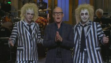 Andy Samberg joins Michael Keaton as Beetlejuice in Monologue