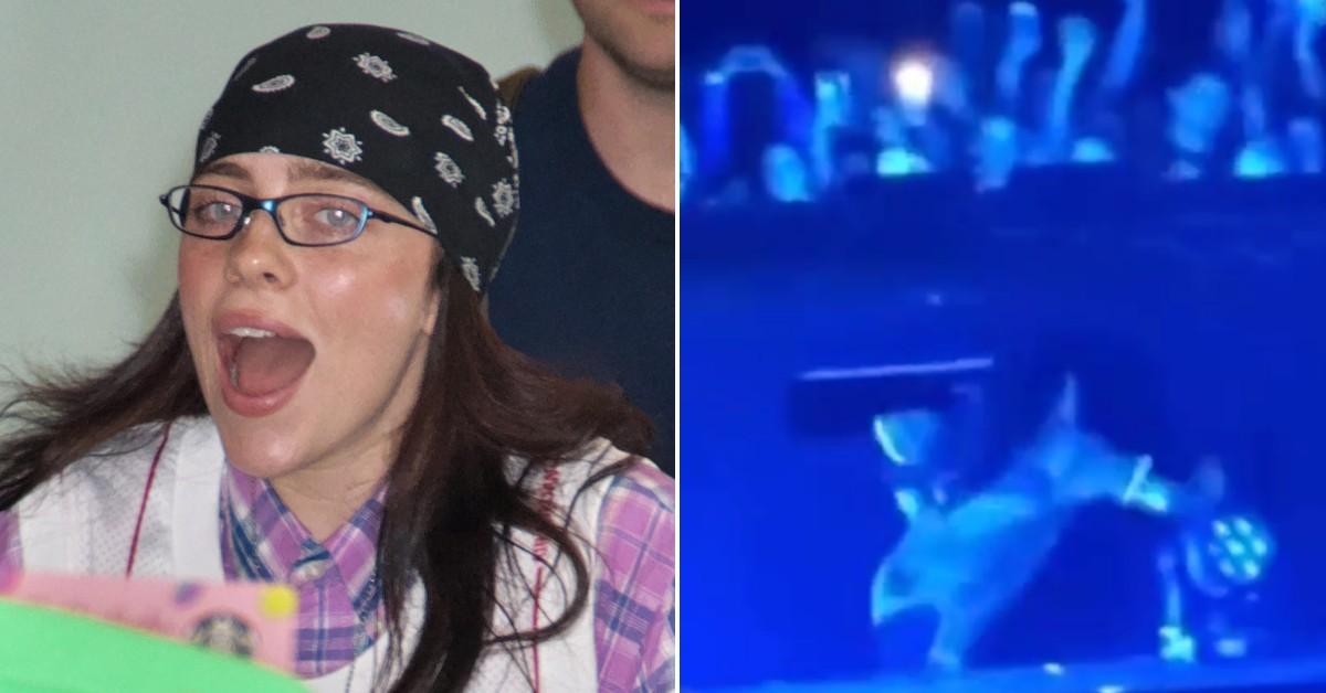Billie Eilish takes a bad fall on stage and shows off huge bruises