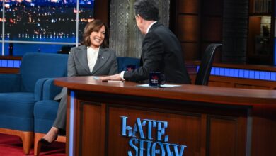 Kamala Harris returns to the Late Show with Stephen Colbert on Tuesday