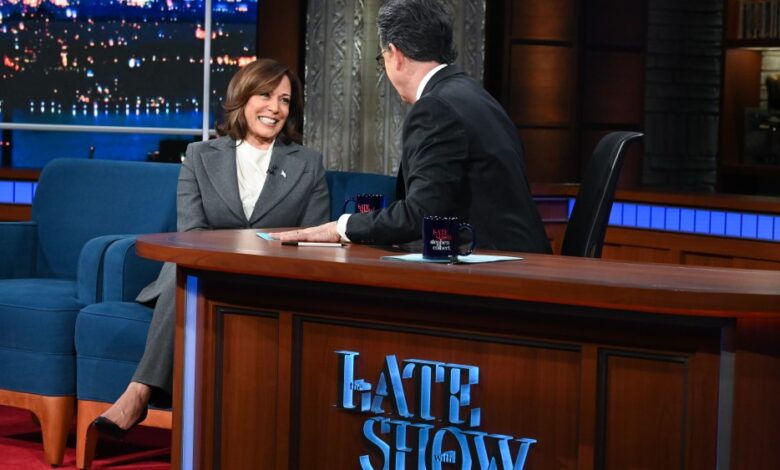 Kamala Harris returns to the Late Show with Stephen Colbert on Tuesday