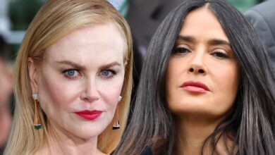 Nicole Kidman and Salma Hayek exchange words on video during the Balenciaga Show