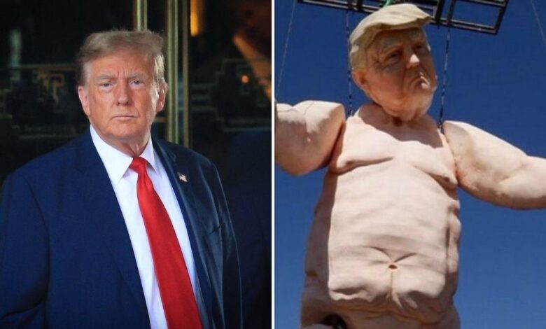 Trump's 13-metre-tall naked statue sparks outrage – is he prepared to sue?