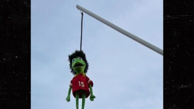 Bills fans hang Kermit doll in Mahomes jersey ahead of Chiefs game