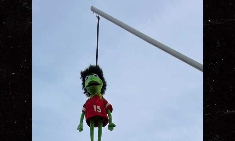 Bills fans hang Kermit doll in Mahomes jersey ahead of Chiefs game