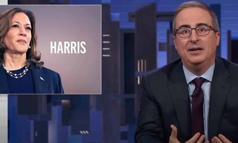 John Oliver fights back tears and asks viewers to vote for Kamala Harris