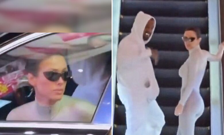 Kanye West and Bianca Censori cheerful in all-white ensembles