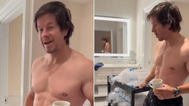 Mark Wahlberg shows off carts of ice cream for the latest fitness regimen