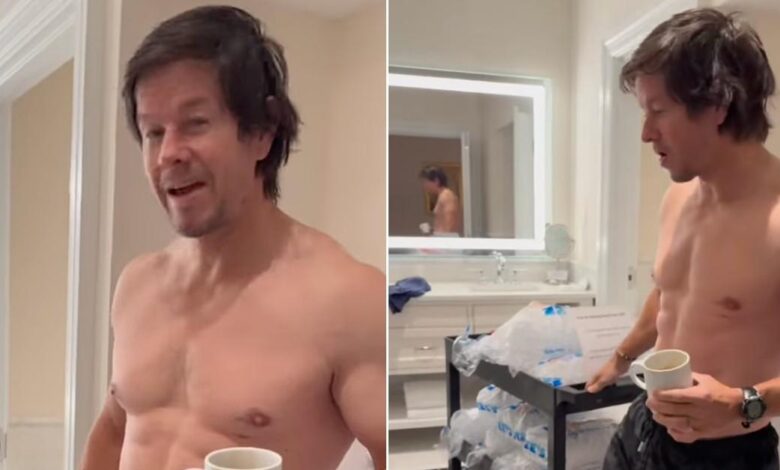 Mark Wahlberg shows off carts of ice cream for the latest fitness regimen