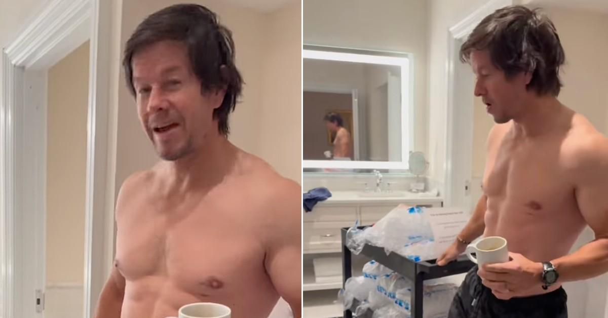 Mark Wahlberg shows off carts of ice cream for the latest fitness regimen