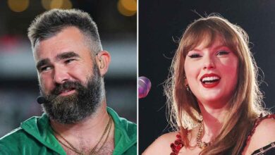 Taylor Swift and Jason Kelce share a sweet hug during Chiefs Game