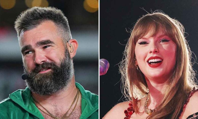 Taylor Swift and Jason Kelce share a sweet hug during Chiefs Game