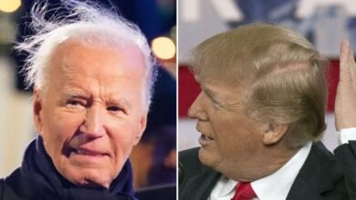 Biden's blowing combover mimics Trump's at the final tree lighting