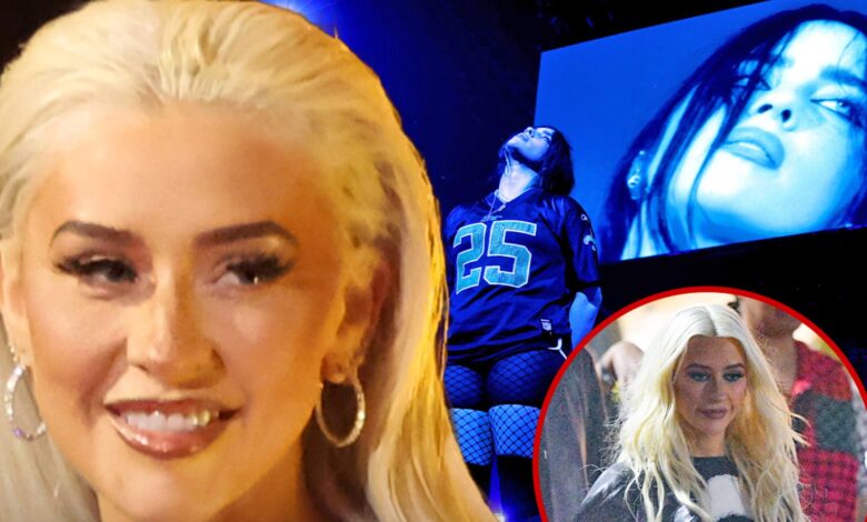 Christina Aguilera attends night 4 of Billie Eilish's Forum concert