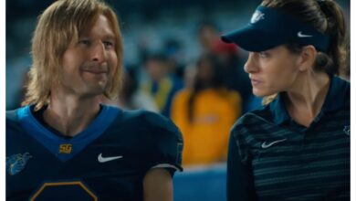 Glen Powell transforms into Phony College QB