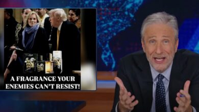 Jon Stewart slams Trump for his fragrance ad featuring Jill Biden