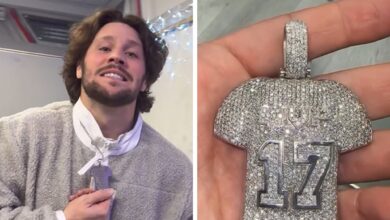 Josh Allen's MVP necklace features white gold and 27 carats of diamonds