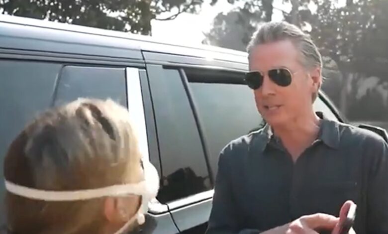 Gov. Gavin Newsom Confronted by CA Wildfire Victim, Demands to Talk to President