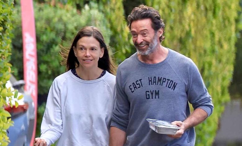 Hugh Jackman and Sutton Foster hold hands after making their romance public