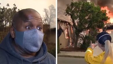 LA resident pleads for water to save house from fire