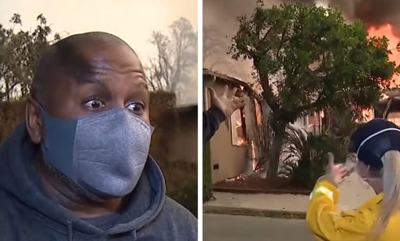 LA resident pleads for water to save house from fire