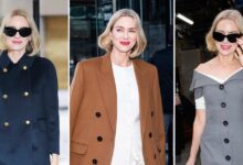 Naomi Watts has four quick changes when promoting a book about menopause