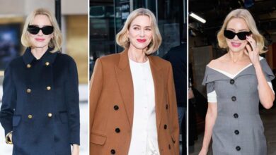 Naomi Watts has four quick changes when promoting a book about menopause