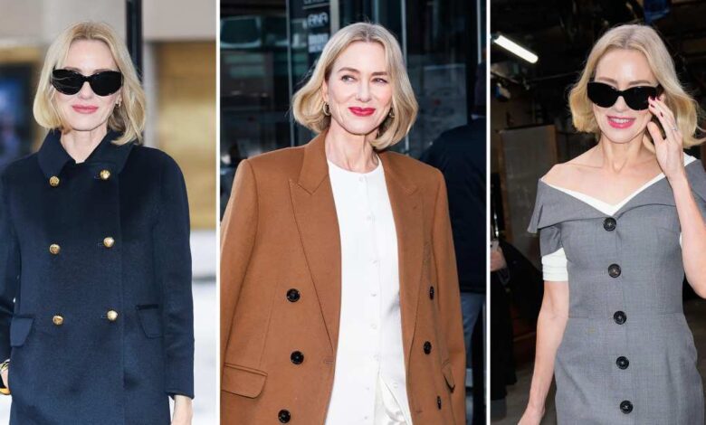 Naomi Watts has four quick changes when promoting a book about menopause