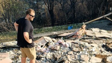 Spencer Pratt returns to the ruins of Pacific Palisades House days after a fire