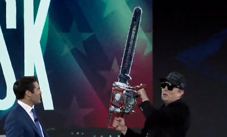 Elon Musk waves around chainsaw on CPAC, heels through bureaucracy