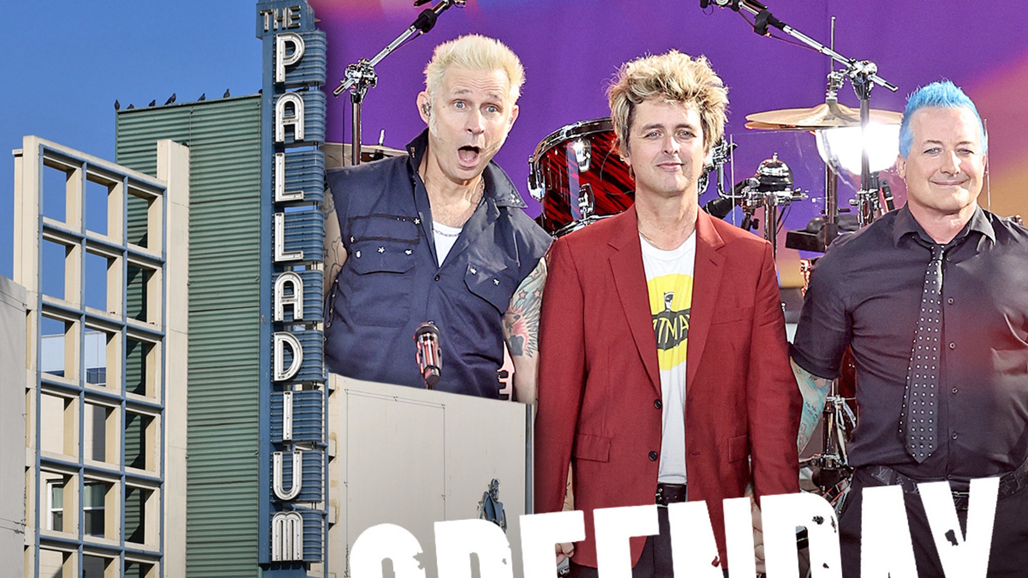 Green Day treats hundreds of fans on free concert at movie Taping