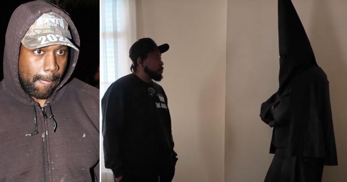 Kanye West wears black KKK outfit during a horrible hour of interview
