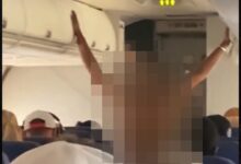 Naked woman removed from the southwest of the plane in Houston, on video