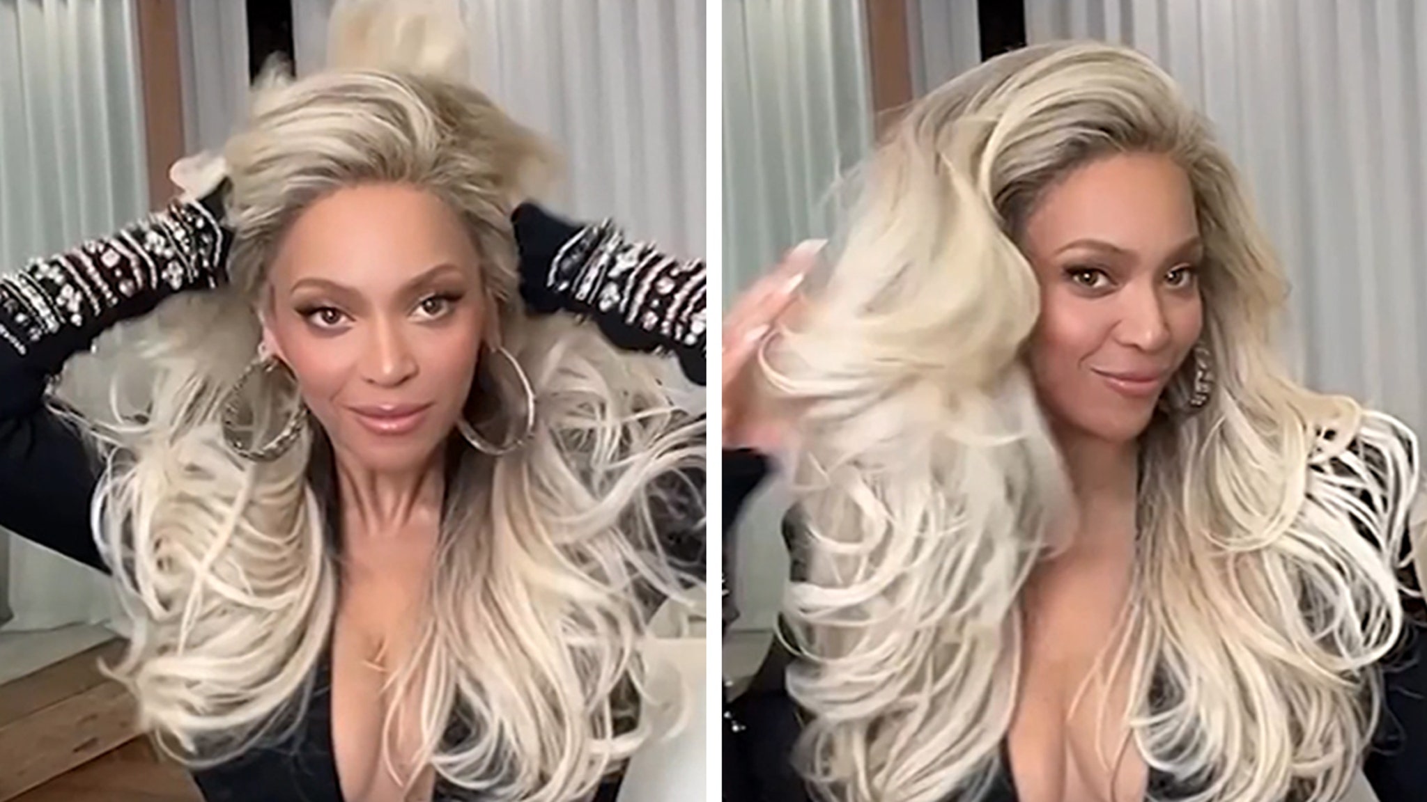 Beyoncé wears a low -cut dress, shows off with flowing ditches in hair care advertisement