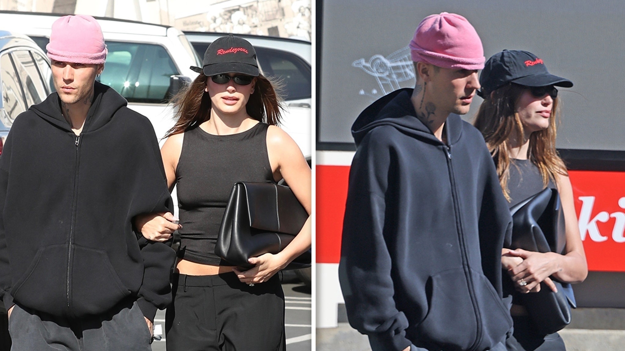 Justin and Hailey Bieber Twin in black outfits for La Date