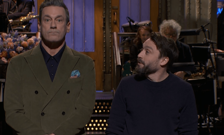 Kieran Culkin crashes Jon Hamm's SNL monologue; Hamm demands his Oscar