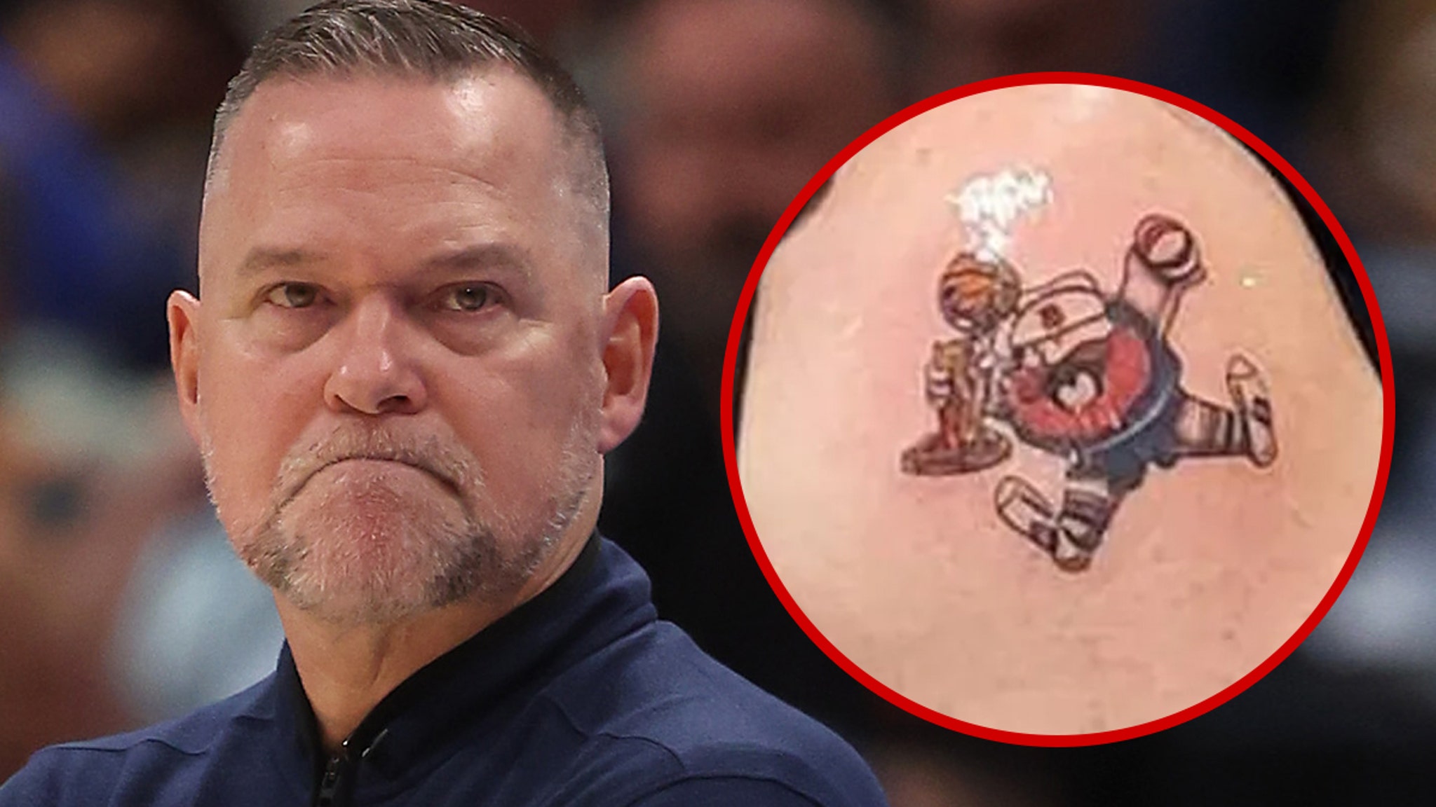 Michael Malone Tattoo Artist Down to hide Nuggets Championship Ink