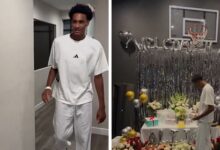 Alijah Arenas welcomed at home with gifts, flowers