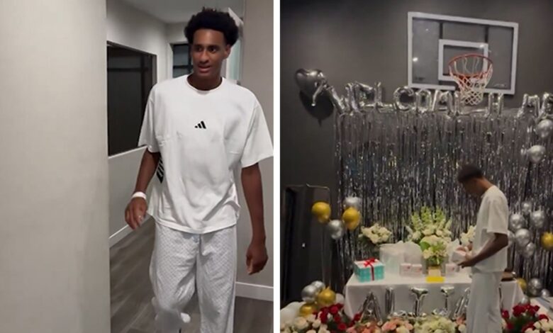 Alijah Arenas welcomed at home with gifts, flowers