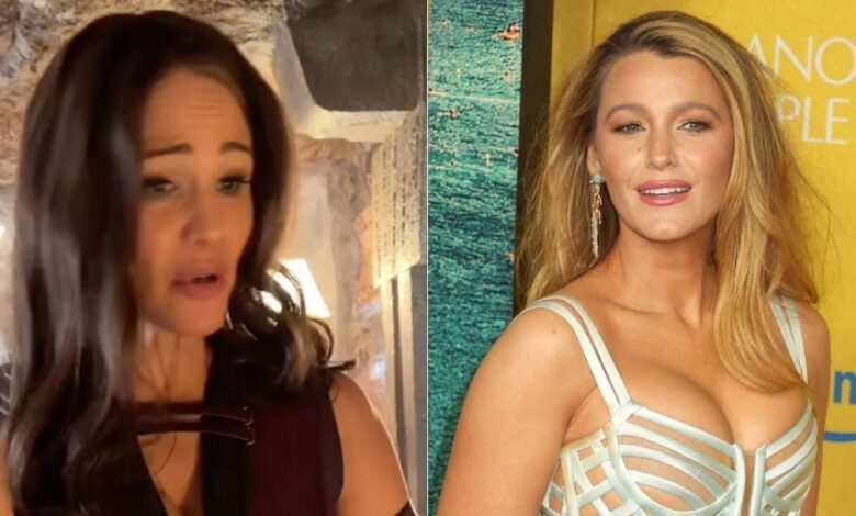 Jennifer Garner seems to be throwing shadow to blake lively on film set
