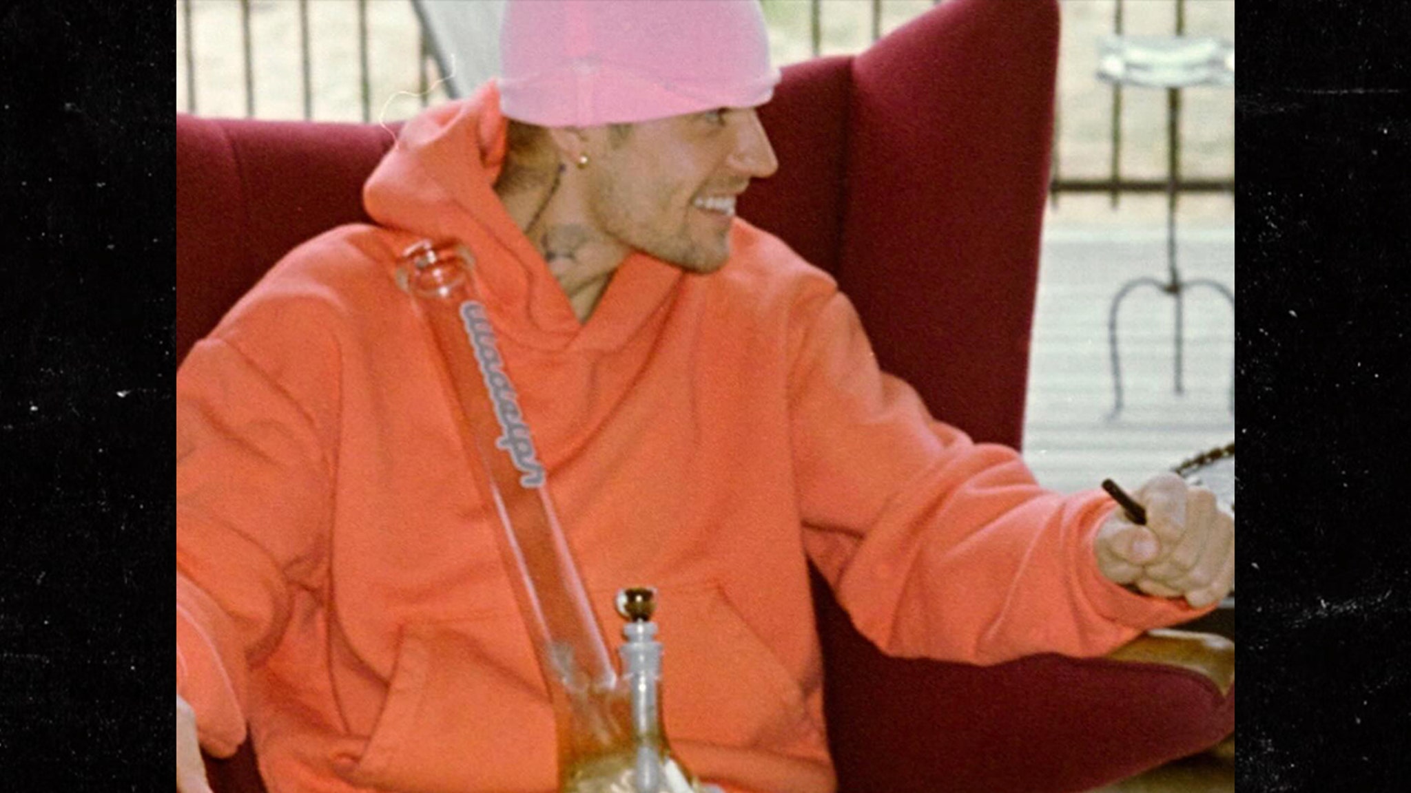 Justin Bieber laughs with a bong while making music in Iceland