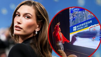 Justin Bieber watches NHL game while wife Hailey comes with gala with Martini Glass
